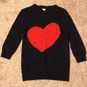 J. Crew Sweater w/ Sparkly Heart Embellishment